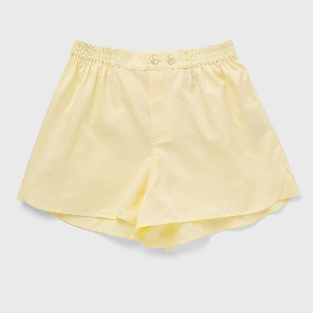 Hay Outline Pyjama Shorts by Tilda Bjerregaard Soft Yellow Cotton Size M/L NWT